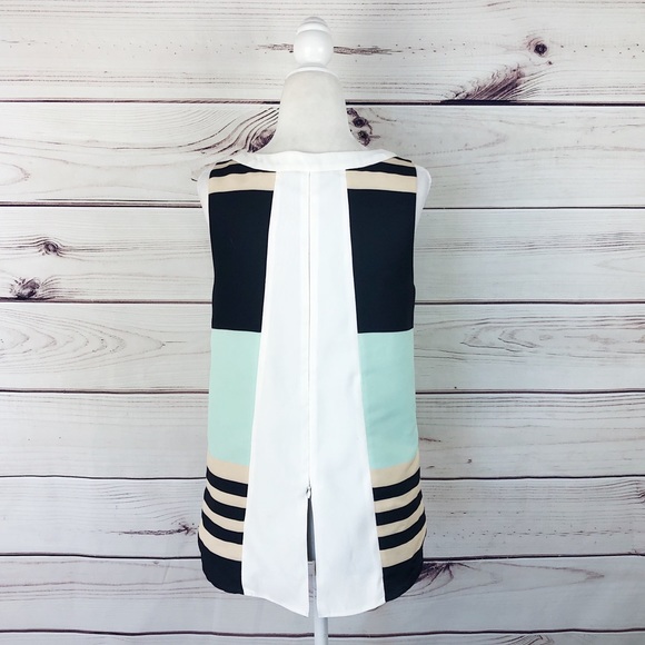 Troubadour Stripe Split Back Color Block Blouse 4 - Picture 6 of 10